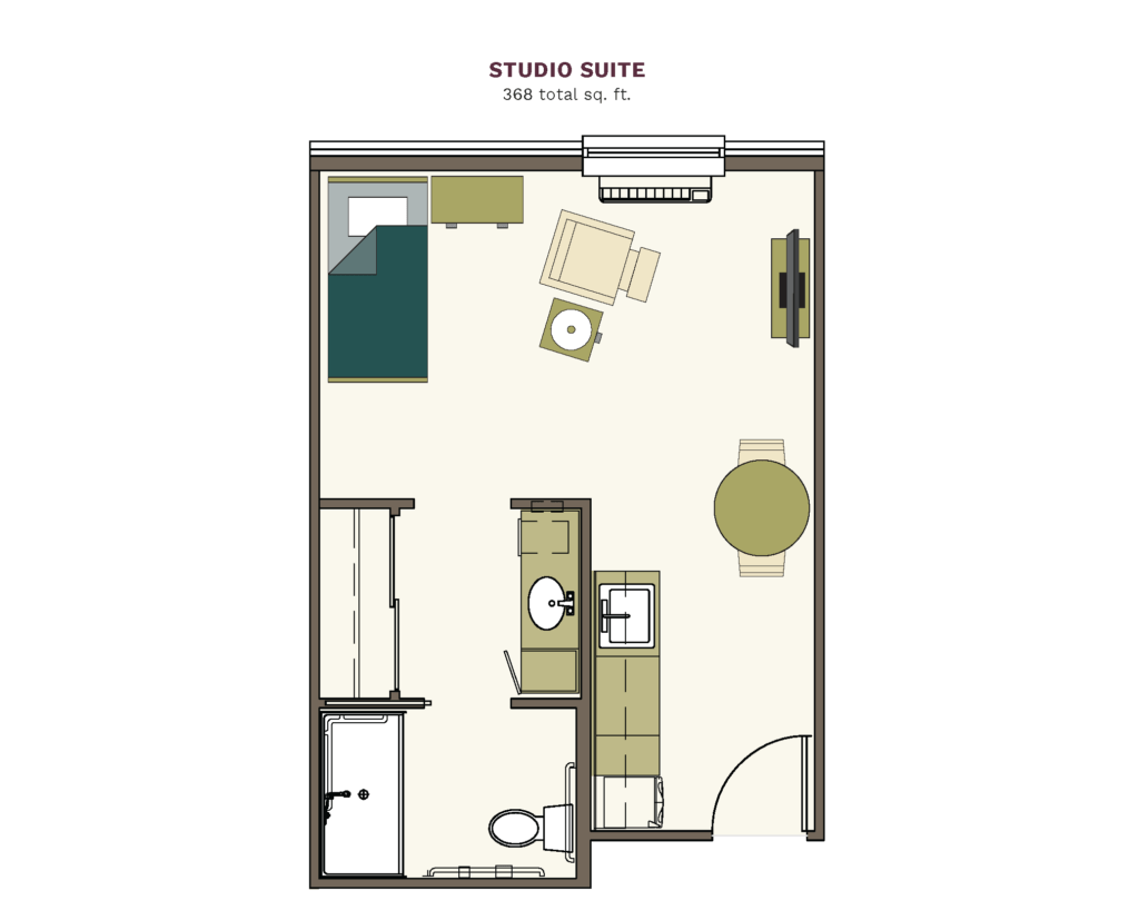 Assisted Living Studio Suite floor plan image.