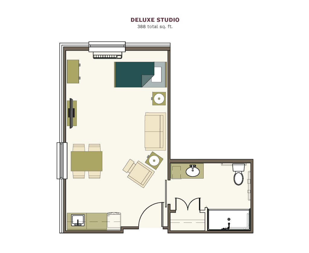 Assisted Living Deluxe Studio floor plan image.